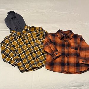 Old Navy Kids Plaid Button-Down Shirts - Yellow and Orange with Navy